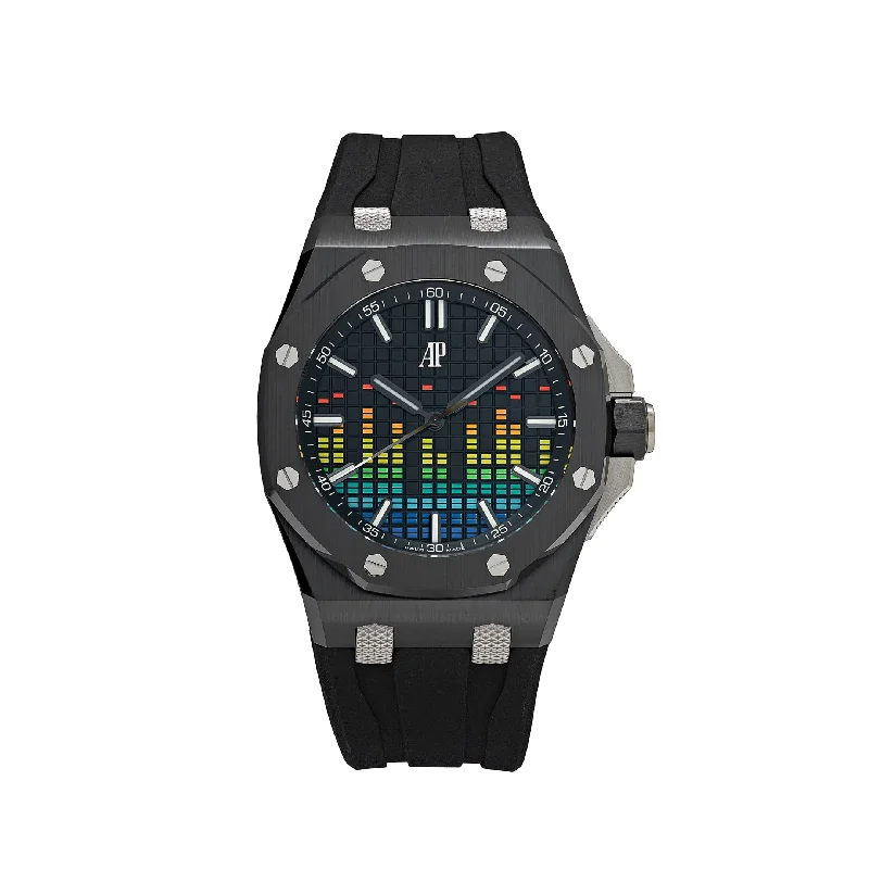 Men's Audemars Piguet Gift Design Watches-Audemars Piguet Royal Oak Offshore 15600CE.OO.A002CA.01 Selfwinding 'Music Edition' Black Ceramic Limited Edition (2022)