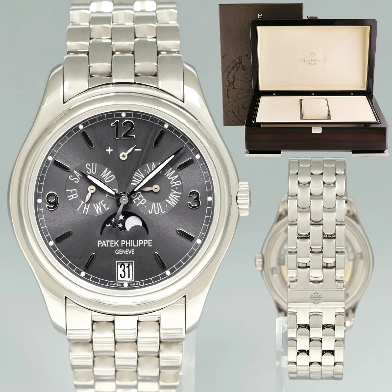 Patek Philippe French Made Style Watches for Women-Patek Philippe 5146/1G White Gold Bracelet Annual Calendar 39mm Moon Phase Watch
