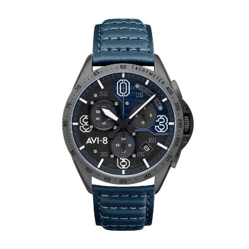 Men's Chronograph Watches for Temperature Monitoring-P-51 Mustang Blakeslee Chronograph Air Blue AV-4077-04