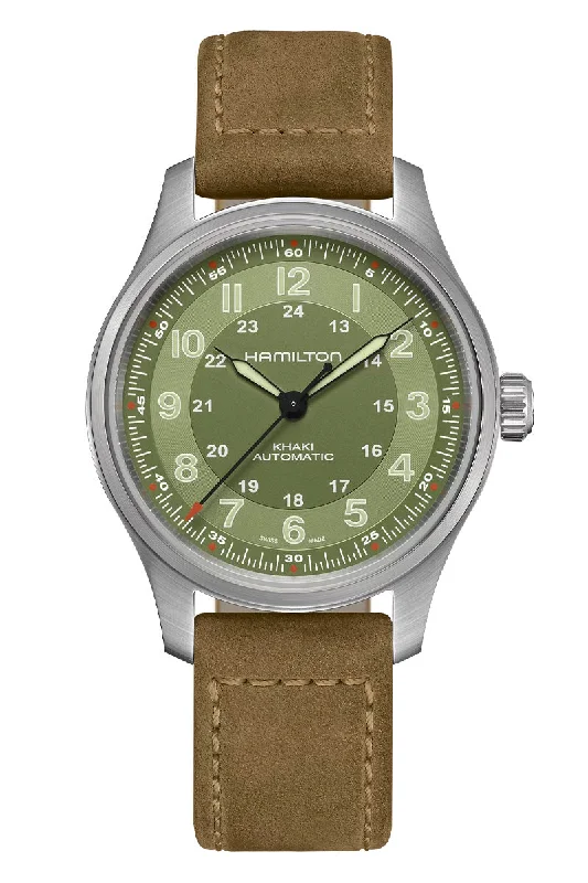 Men's Square Case Dress Watches for Modern Style-Hamilton Khaki Field Titanium Auto H70545560
