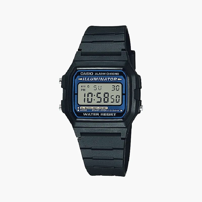 Men's Digital Watches with Morse Code Feature-Casio Unisex Black Resin Digital Watch, Black Dial | F-105W-1AWYEF