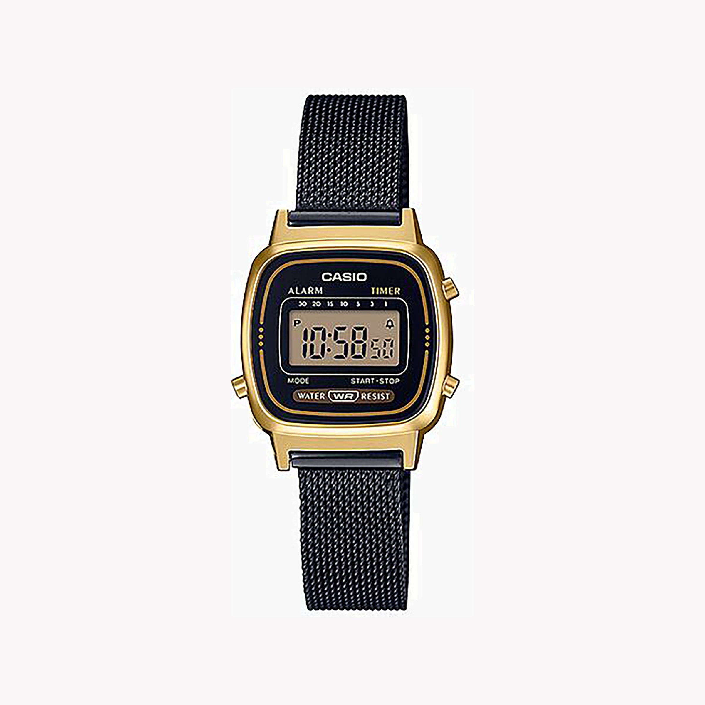Men's Digital Watches for Modern Aviation-CASIO LA670WEMB-1DF ELEGANT ADVENTURE - WOMEN'S DIGITAL WATCH WITH GOLD RESIN CASE & STYLISH MESH BAND