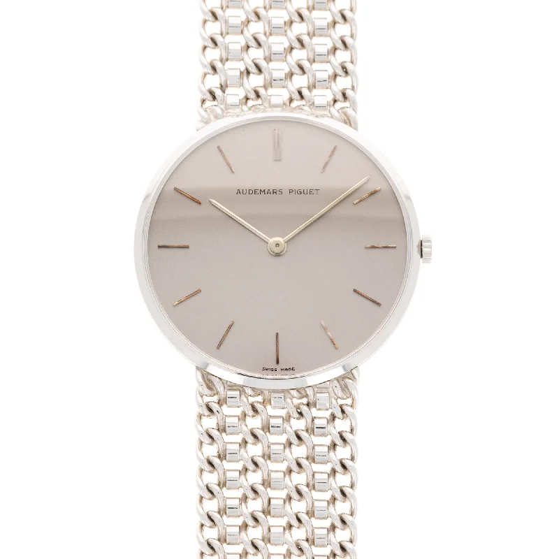 Men's Audemars Piguet Date Night Watches-Audemars Piguet White Gold Link Bracelet Watch