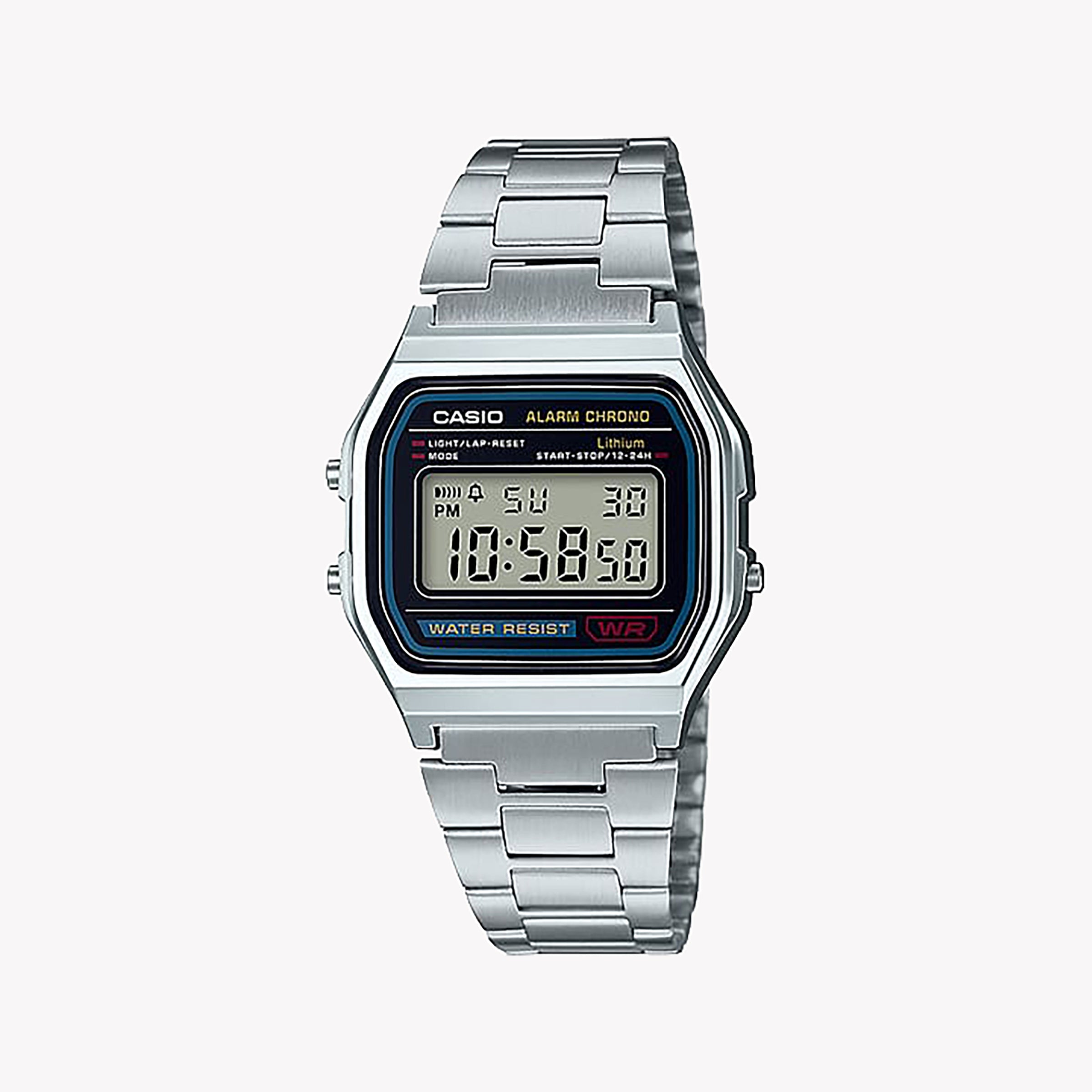 Men's Digital Watches for Special Occasions-Casio Unisex Silver Stainless Steel Watch, Digital | A158W-1DF-10