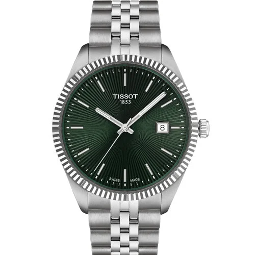 Women's Heritage Watches with Barometer Calibration-Tissot T-Classic Ballade Green Dial Men 40mm T1564101109100