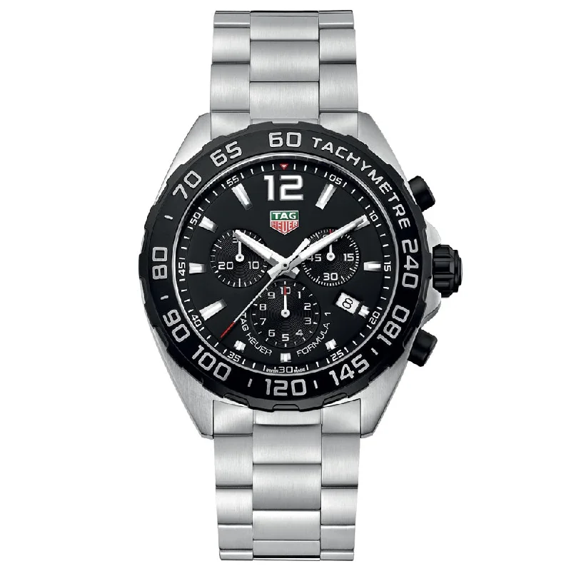 Women's Chronograph Watches with Advanced Navigation-TAG Heuer Formula 1 43mm Black Dial Quartz Chronograph Gents Watch CAZ1010.BA0842