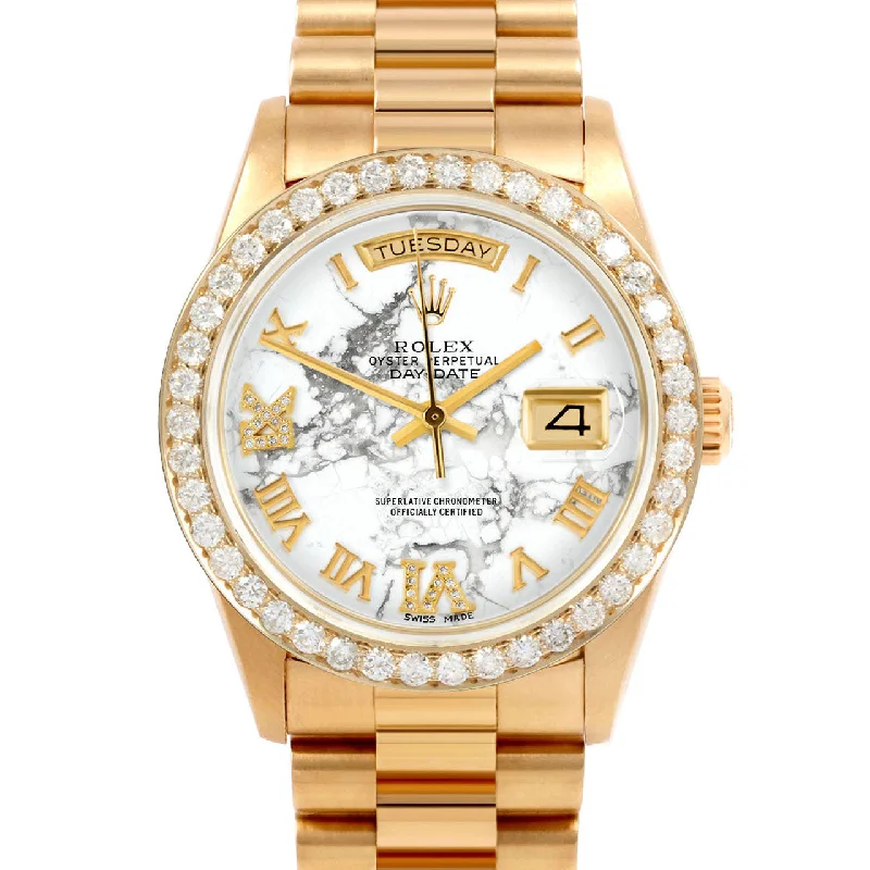 men's Rolex watches with stainless steel bands -​Rolex Day-Date 36mm | 18038-MRB-RDR69-25CT-PRS