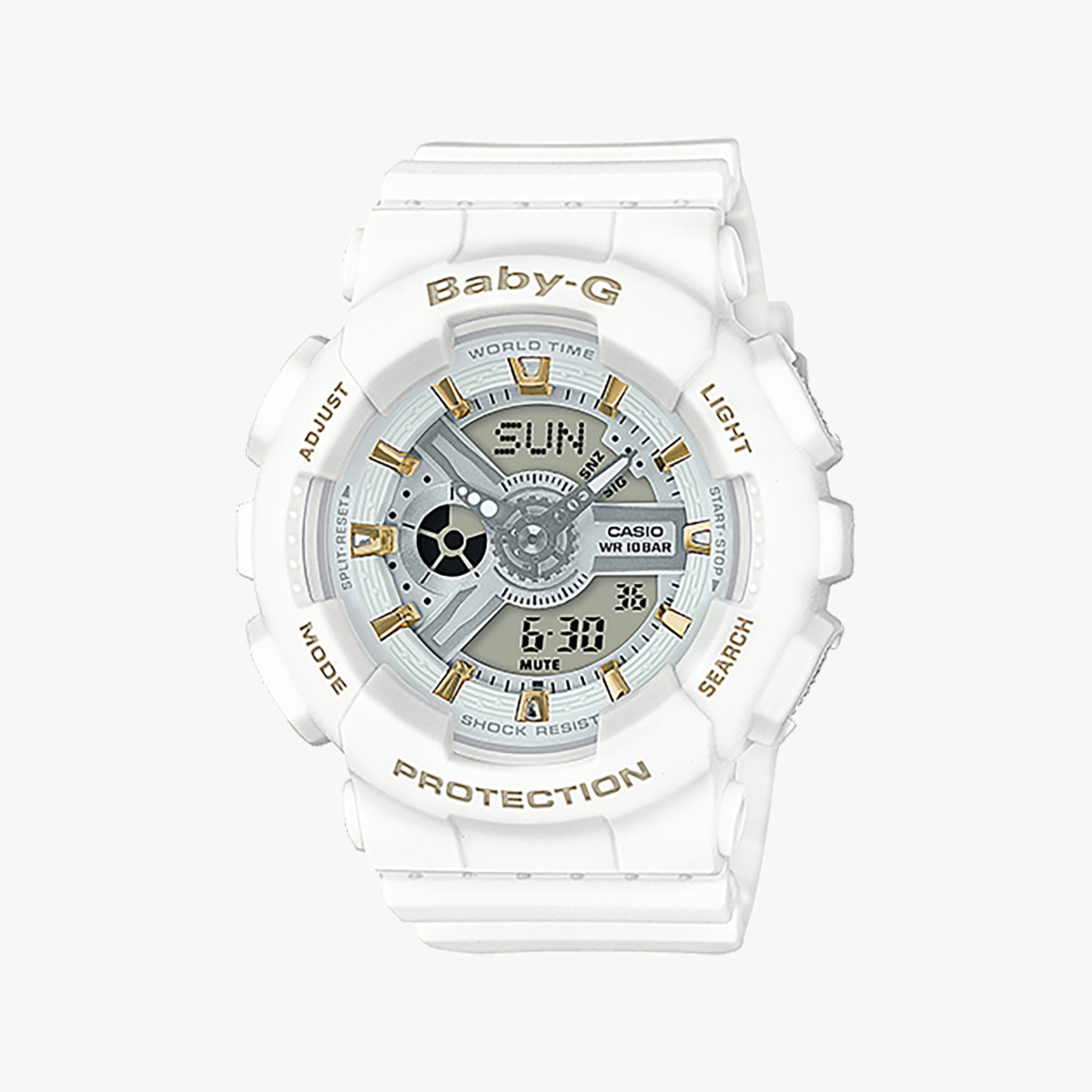Men's Digital Watches with Morse Code Feature-BABY-G Women's White Resin Watch, Sporty Style | BA-110GA-7A1DR