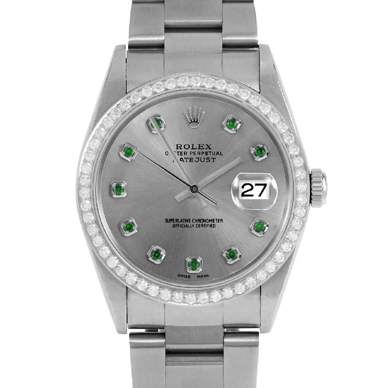 men's Rolex watches with perpetual calendar -​Rolex Datejust 36mm | 16234-SLT-EMD-AM-BDS-OYS