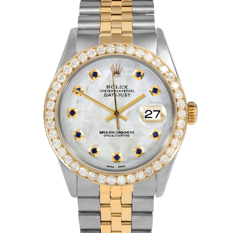 men's Rolex watches with aluminum bezel insert -Rolex Datejust 36mm | 1601-TT-WMOP-SPH-AM-25CT-JBL