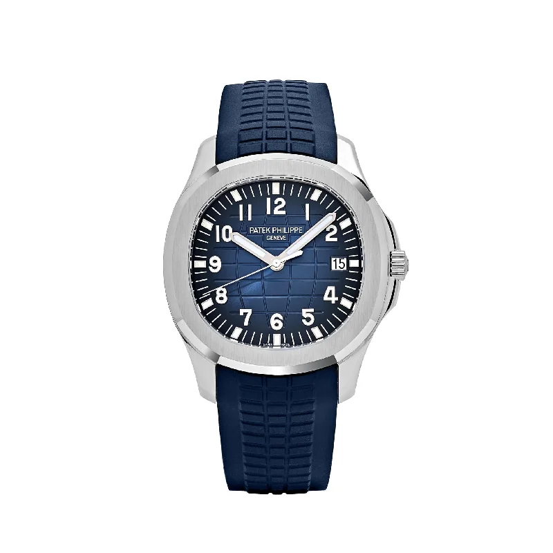 Men's Patek Philippe Watches with Countdown Timers-Patek Philippe Aquanaut 5168G-001 White Gold Blue Dial (2024)