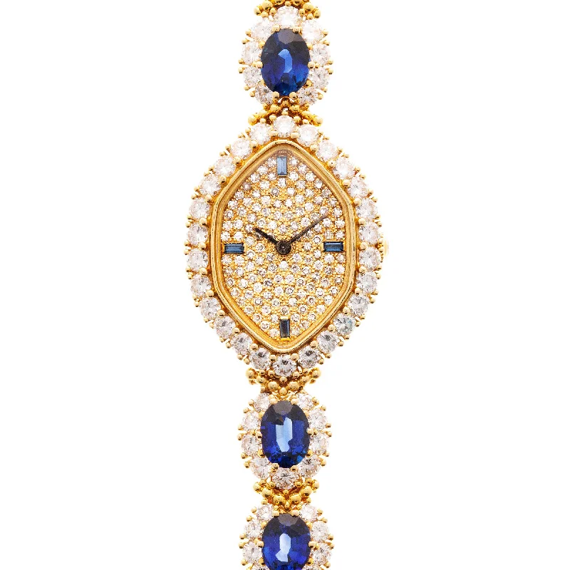 Men's Patek Philippe Watches for Temperature Monitoring-Patek Philippe Yellow Gold Diamond & Sapphire Watch Ref. 4665