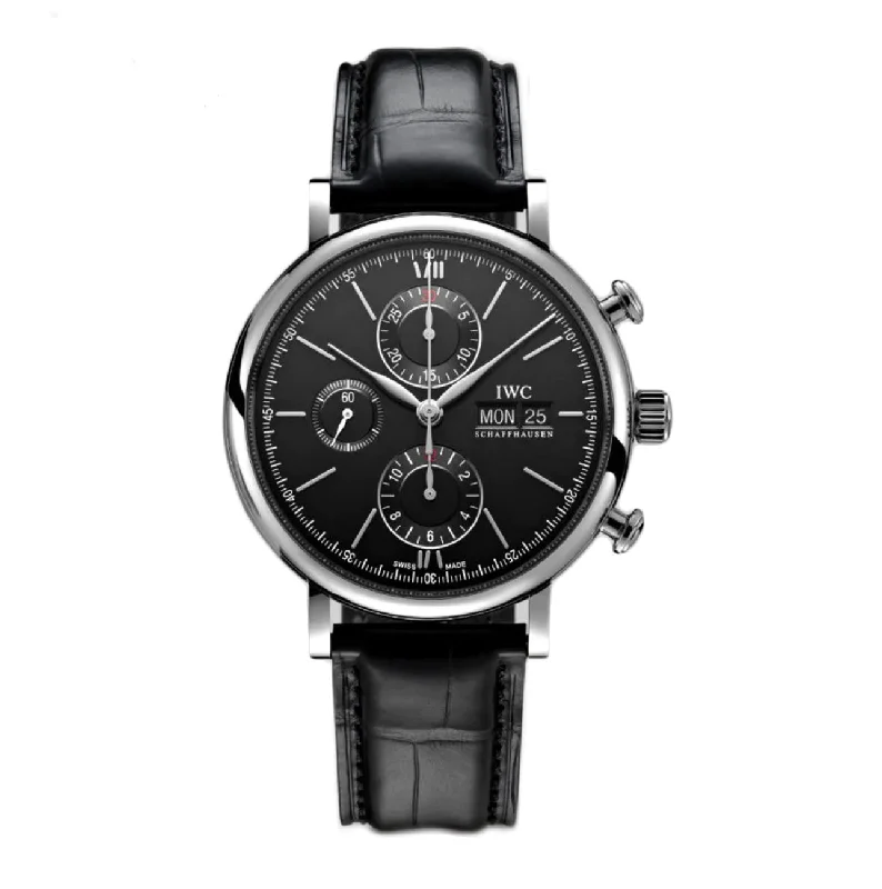 Men's Pilot Watches with Digital Display-Chronograph Steel 42mm Black Dial