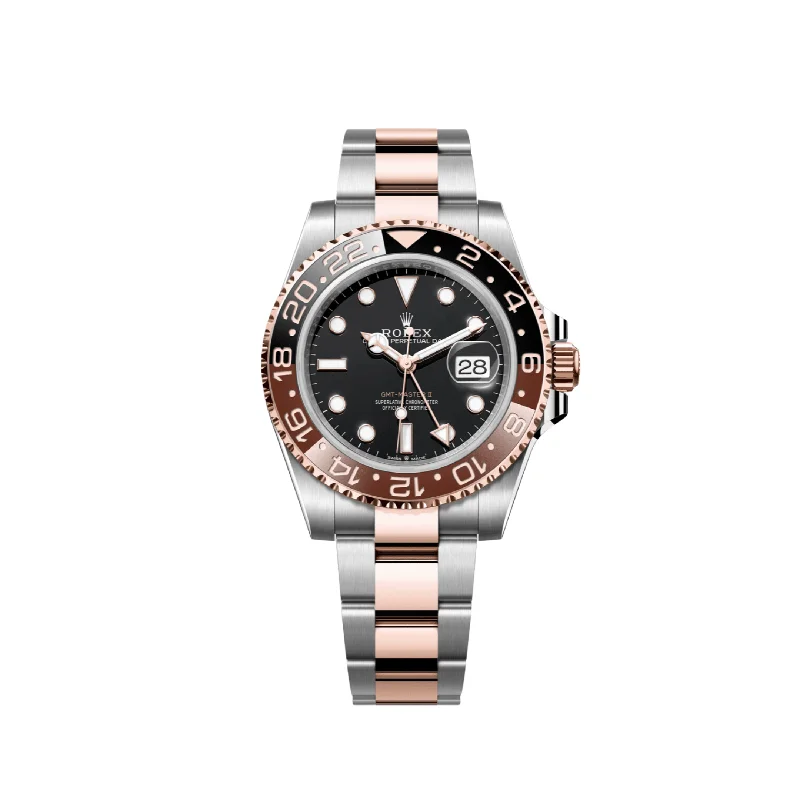 men's Rolex watches with enamel dial -​Rolex GMT-Master II 126711CHNR 'Root Beer' Rose Gold Stainless Black Dial (2021)