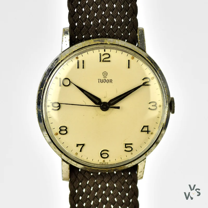 Men's Military Watches for Diplomatic Efforts-Tudor - Vintage Military Style Watch - Time Only - Chrome Topped Case - c.1950s