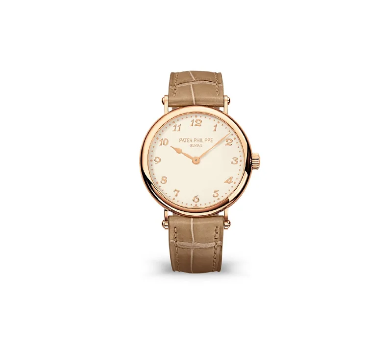 Men's Patek Philippe Watches for Retro Enthusiasts-35mm Ultra Thin 18k Rose Gold Silver Dial Automatic