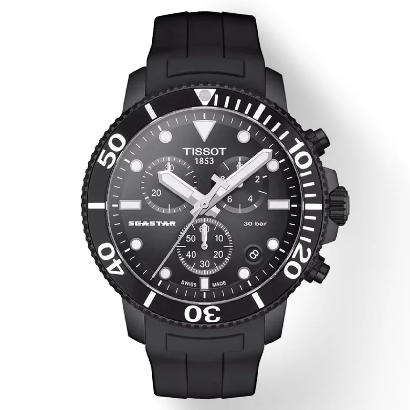 Women's Heritage Watches with Countdown Timer-Tissot T-Sport Black Dial Men 45.5mm