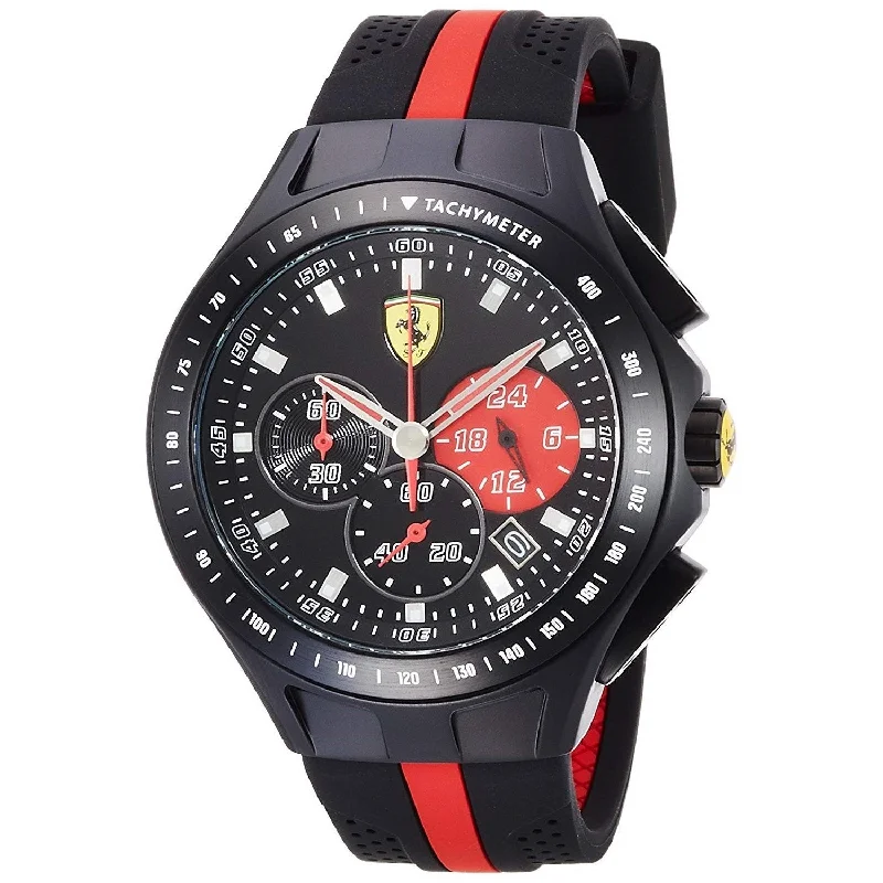 Men's Chronograph Watches with Advanced Navigation-Ferrari Men's 830023 Race Day Chronograph Two-Tone Rubber Watch