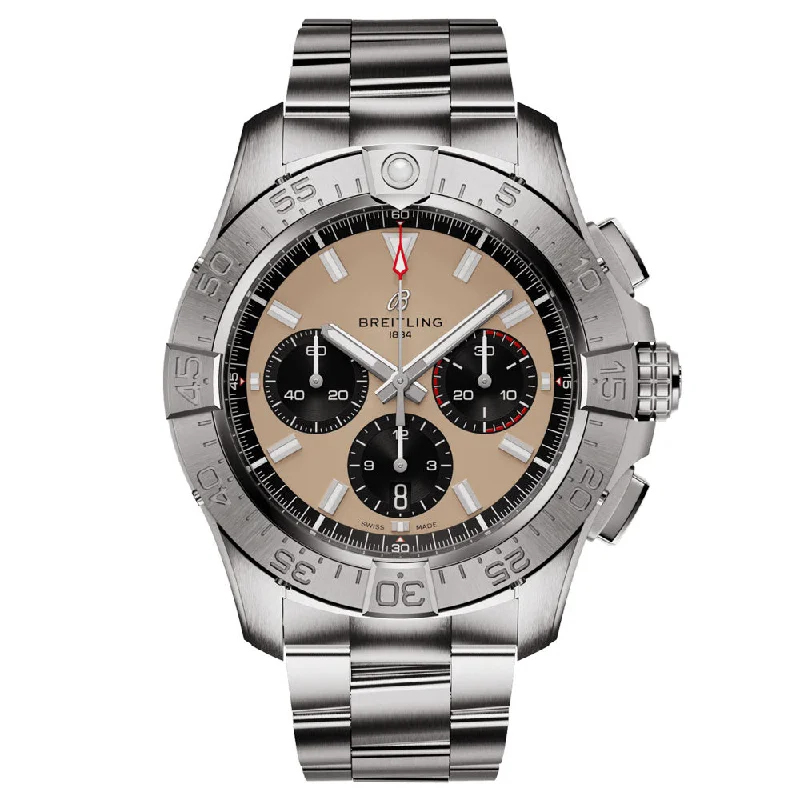 Women's Chronograph Watches for Military Personnel-Breitling Avenger B01 Chronograph 44mm Beige Dial Automatic Gents Watch AB0147101A1A1