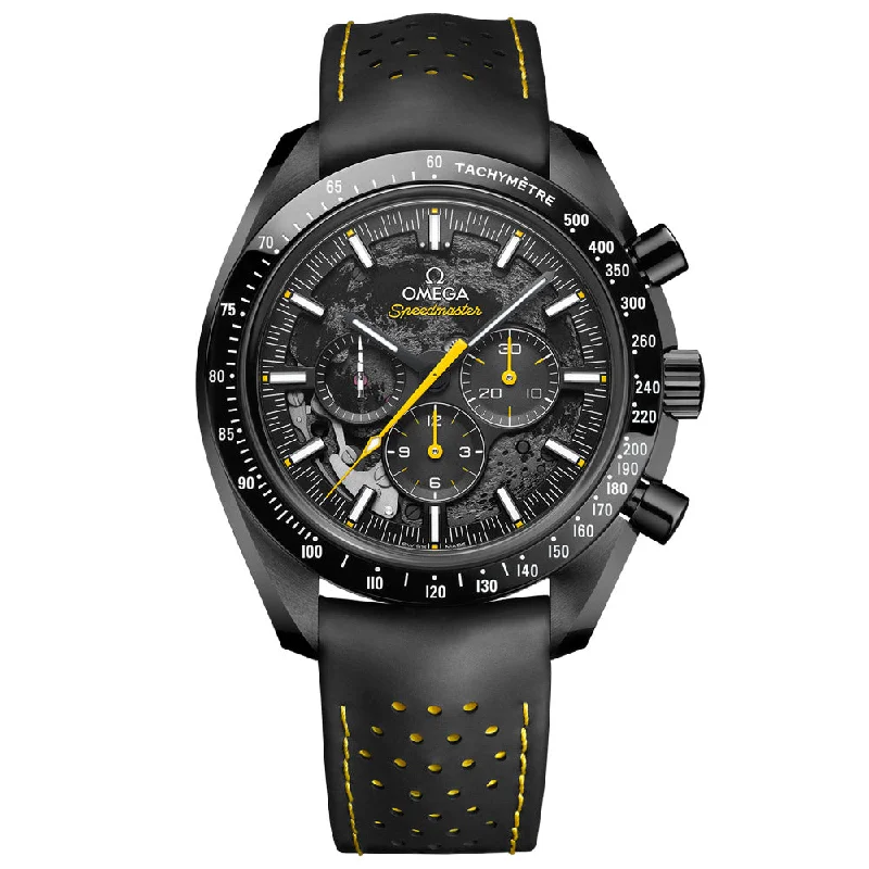 Women's Chronograph Watches with Heart Rate Monitoring-OMEGA Speedmaster Dark Side of The Moon Apollo 8 Chronograph 44.25mm Black Ceramic Manual Wound Gents Watch 31092445001001