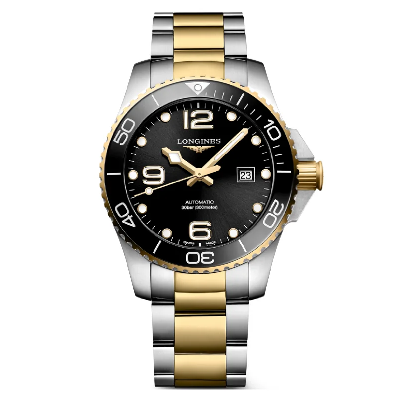 Women's Pilot Watches for Collectors-Longines Hydroconquest Sunray Black Dial Men 43mm