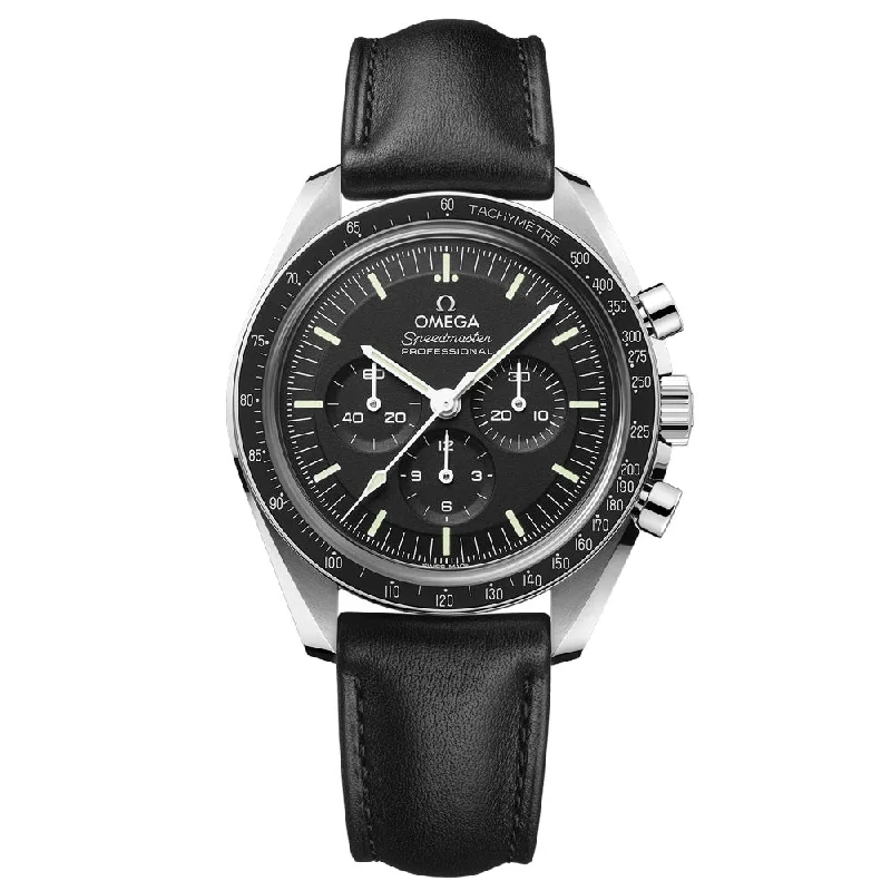 Women's Chronograph Watches with Tactical Design-OMEGA Speedmaster Moonwatch Professional Chronograph 42mm Black Dial Manual Wound Gents Watch 31032425001002