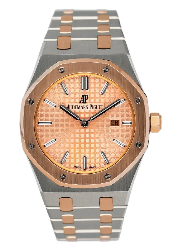 Men's Audemars Piguet Mechanical Movement Watches-Audemars Piguet Royal Oak Quartz 67650SR Pink Dial Watch With Papers
