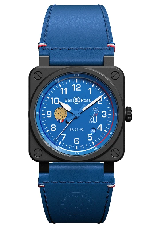 Men's Japanese Made Style Dress Watches for Reliability-Bell & Ross BR 03-92 Patrouille de France 70th Anniversary BR0392-PAF7-CE/SCA