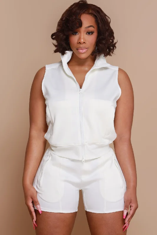 Another One Sleeveless Lined Tracksuit - Ivory