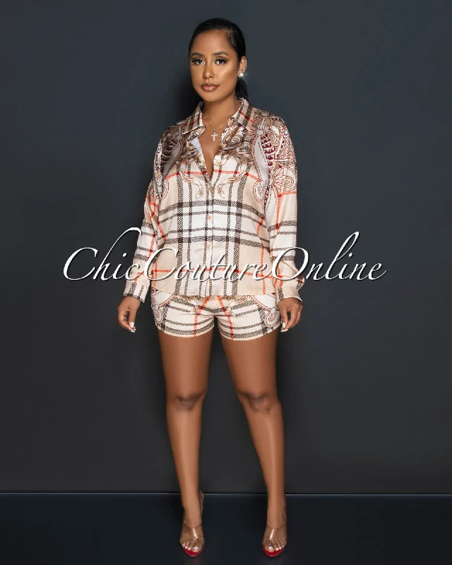 bethany-nude-plaid-print-silky-shirt-shorts-set