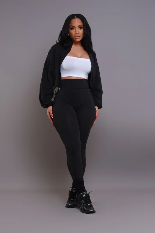 Cued Up Cropped Legging Set - Black