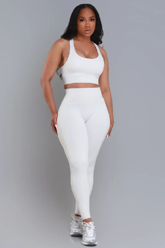 Forget Me Not NUW Cropped Legging Set - Bone