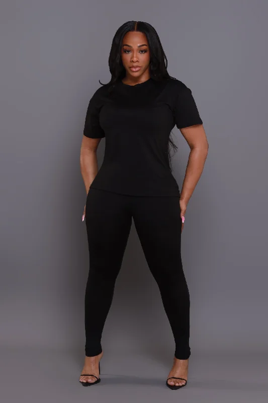 Guest Pass Short Sleeve Legging Set - Black