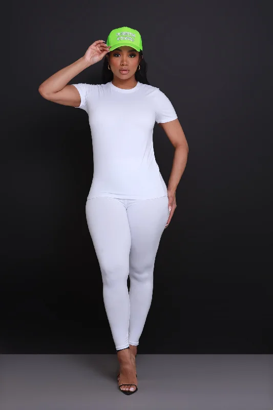 Guest Pass Short Sleeve Legging Set - White