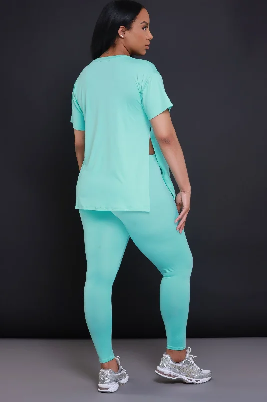 open-mind-side-slit-short-sleeve-legging-set-turquoise-blue