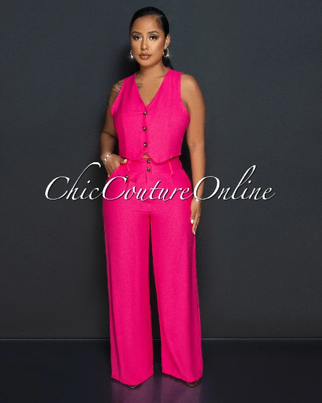 orene-fuchsia-buttons-crop-top-wide-pants-set