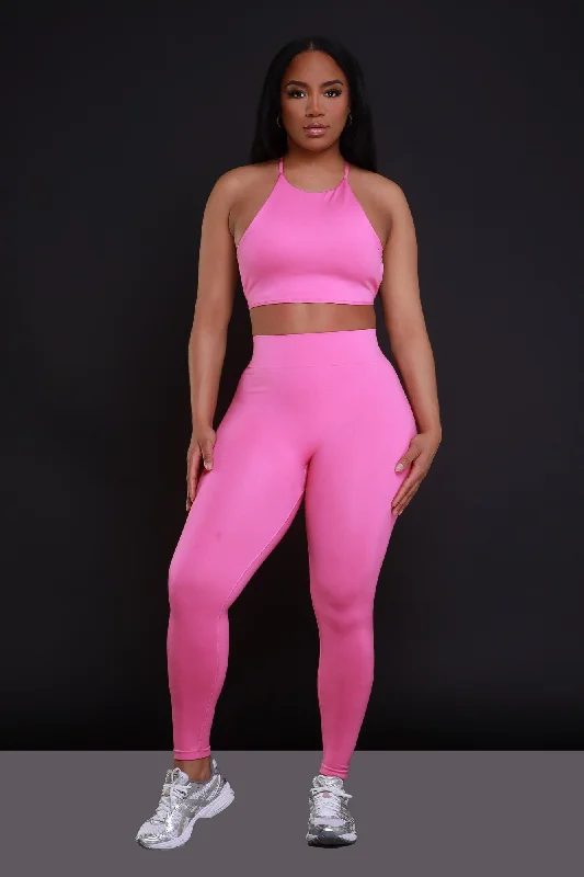 Sold Out NUW Open Back Legging Set - Pink