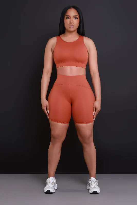 Tone Up NUW Cropped Biker Short Set - Rust