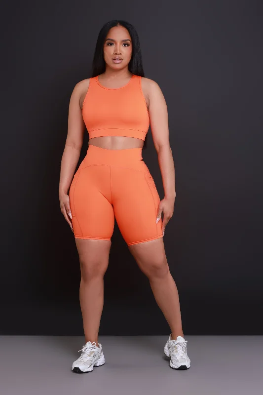 Tone Up NUW Cropped Biker Short Set - Orange