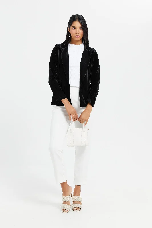 Women Black Velvet Blazer