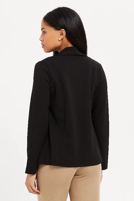 Women Black Puff Sleeved Blazer