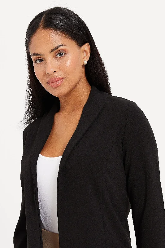 Women Black Puff Sleeved Blazer