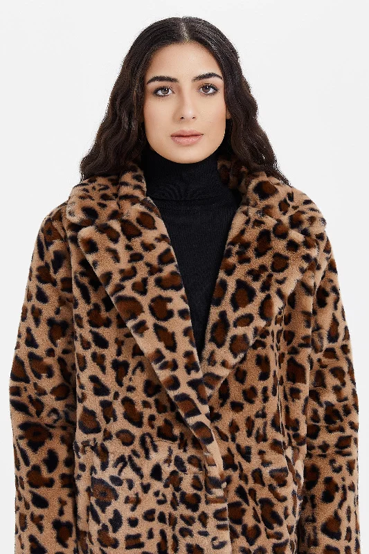 Women Printed Faux Fur Coat