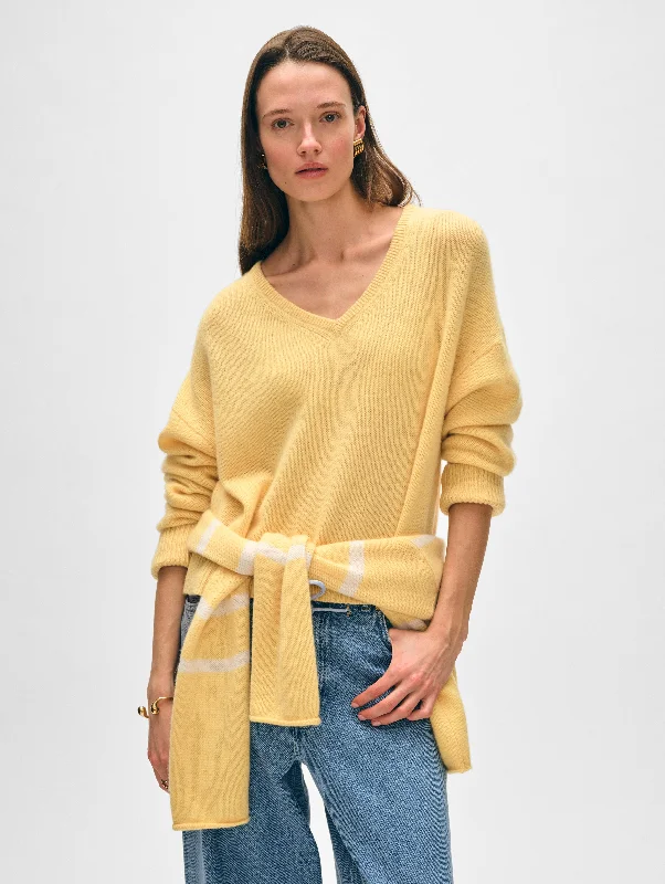 Cashmere Cuffed V Neck