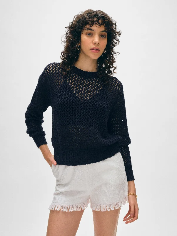 Cotton Slub Mesh Crewneck