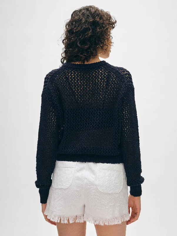 Cotton Slub Mesh Crewneck