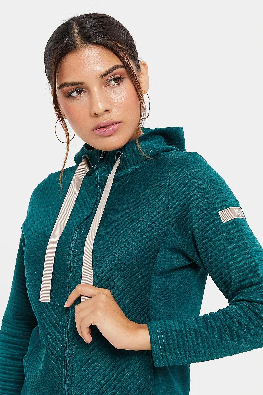 Women Green Hooded Sweatshirt