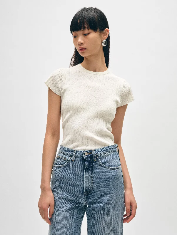 Linen Gauze Ribbed Tee