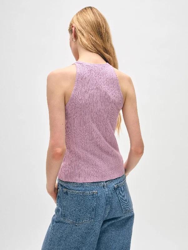 Linen Ribbed Cut In Tank