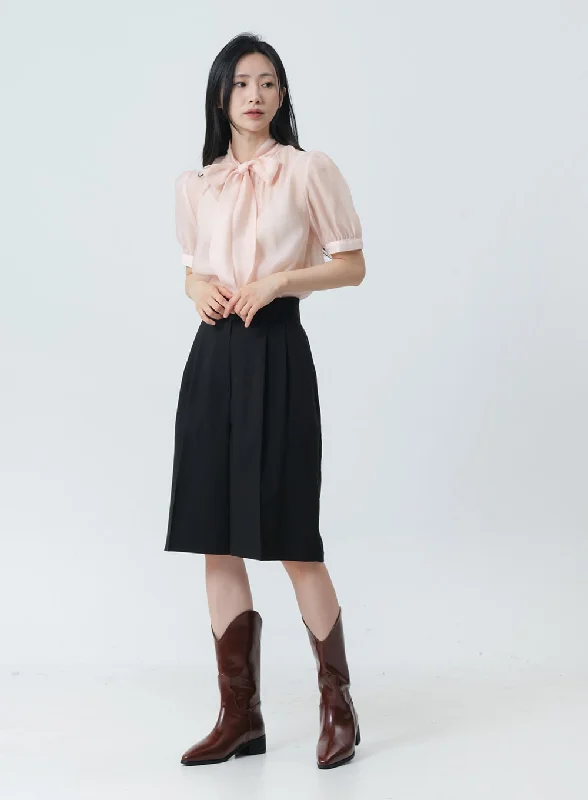 Minimalist Wide Leg Tailored Bermuda Shorts OY19